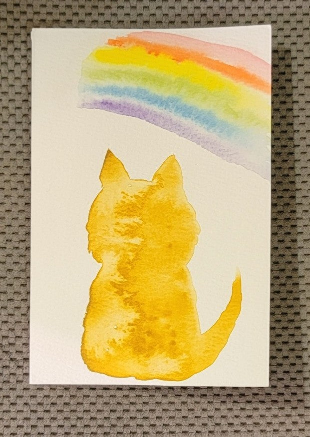 Custom Watercolor Rainbow Bridge Cat Card 6x4