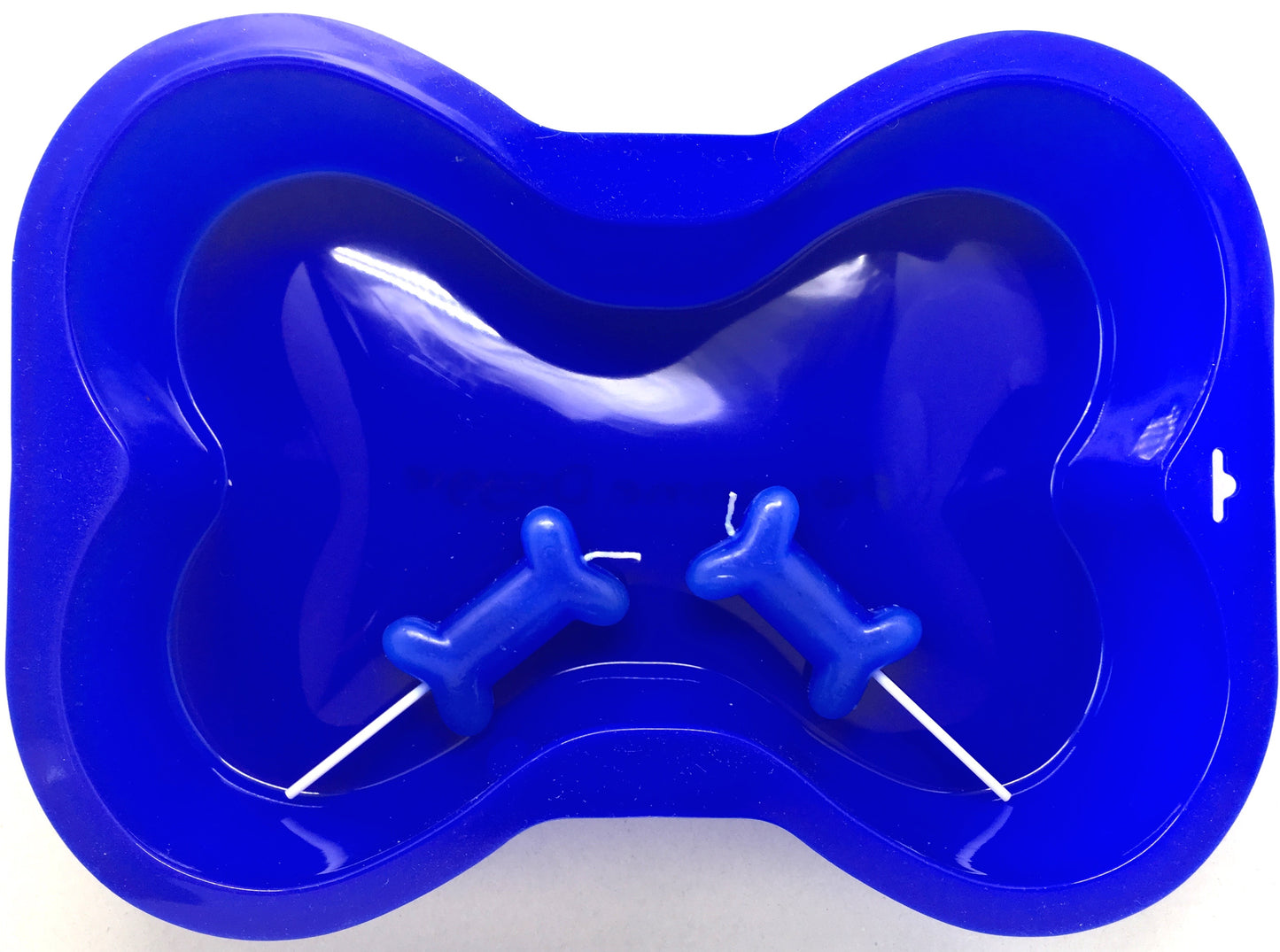 dog bone cake pan birthday candles blue