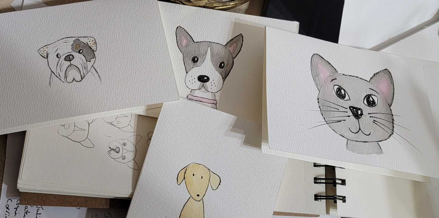 Custom Watercolor Portrait Card Simple 4 x 6
