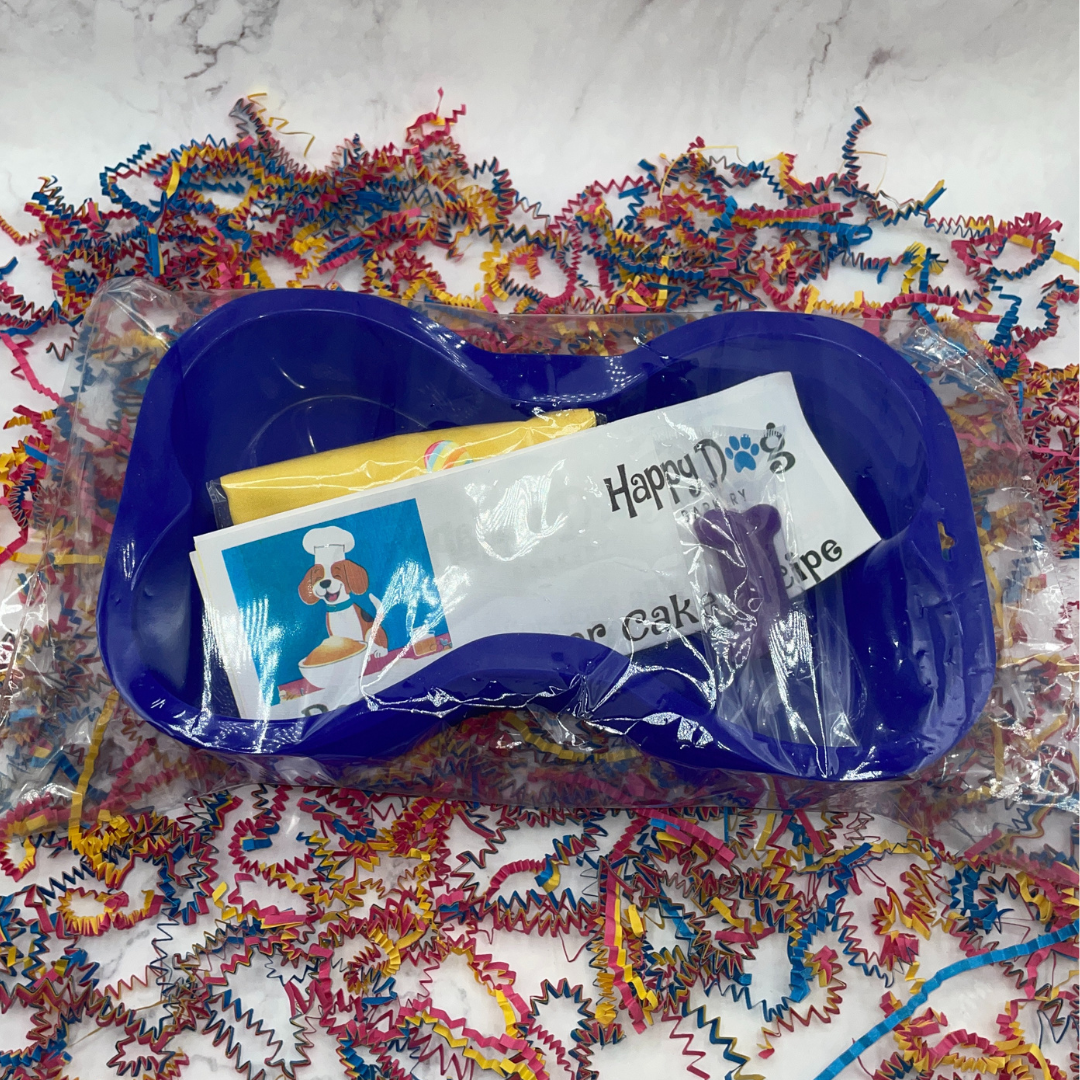 Dog Bone Birthday Cake Pan with Bandana and Bone Candle