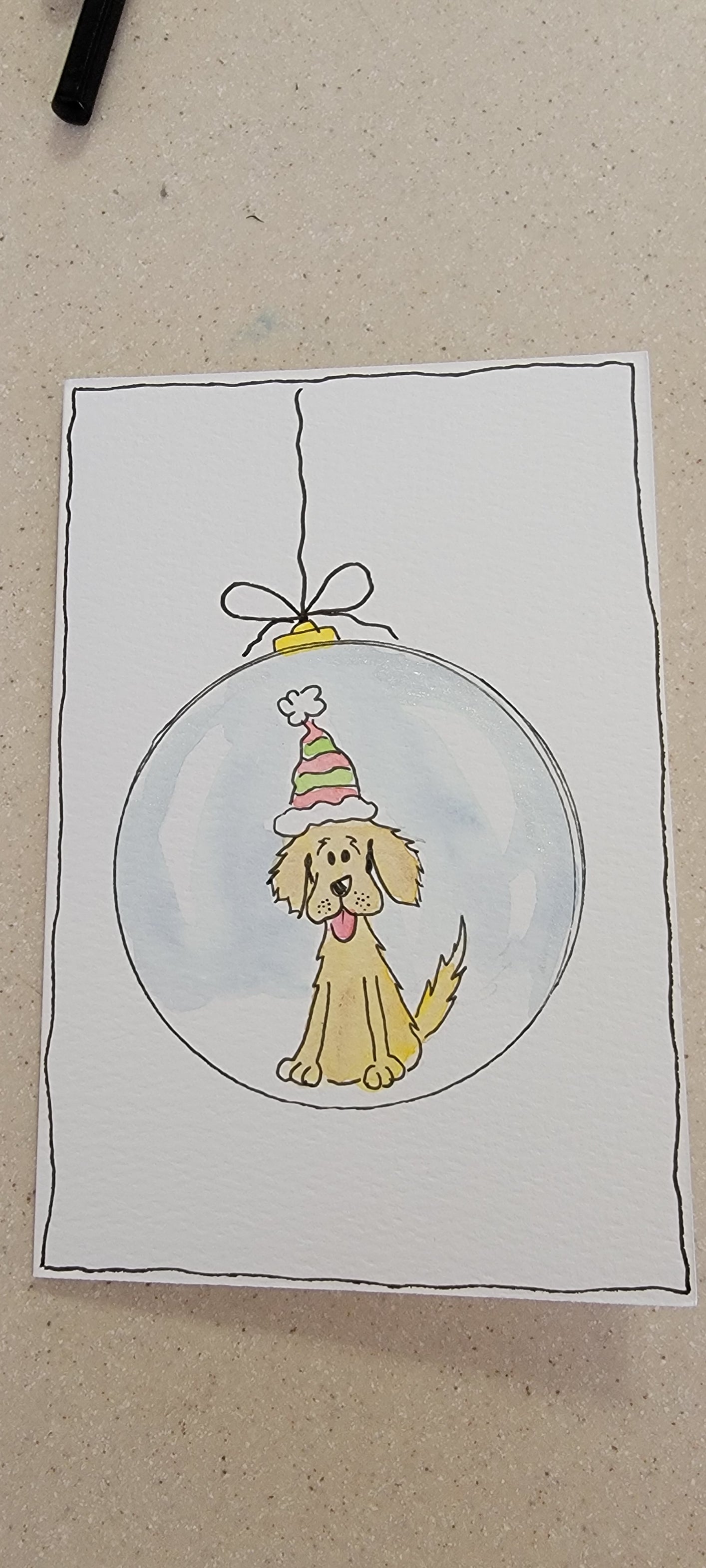 Watercolor Card - Ornaments