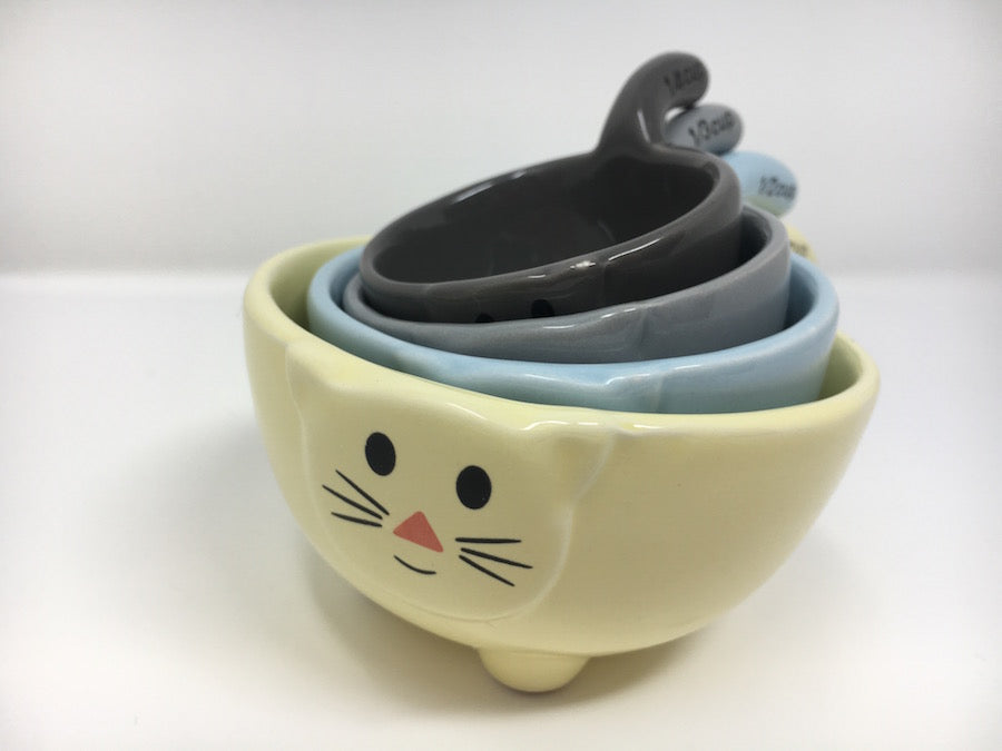 kitty cat measuring cups set of four ceramic stackable 