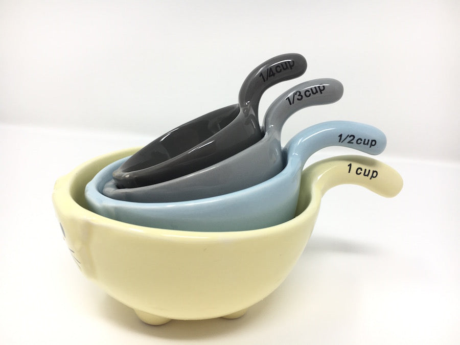 kitty cat measuring cups set of four ceramic stackable 