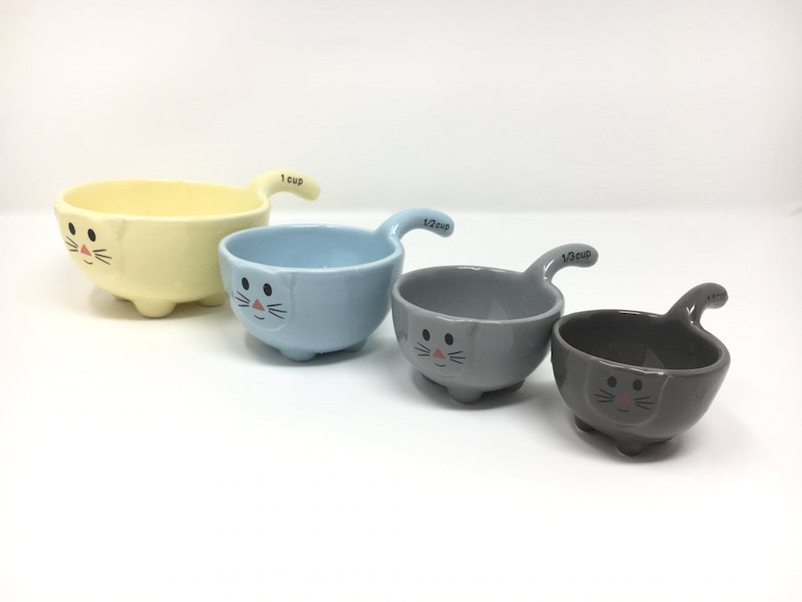 kitty cat measuring cups set of four ceramic stackable 